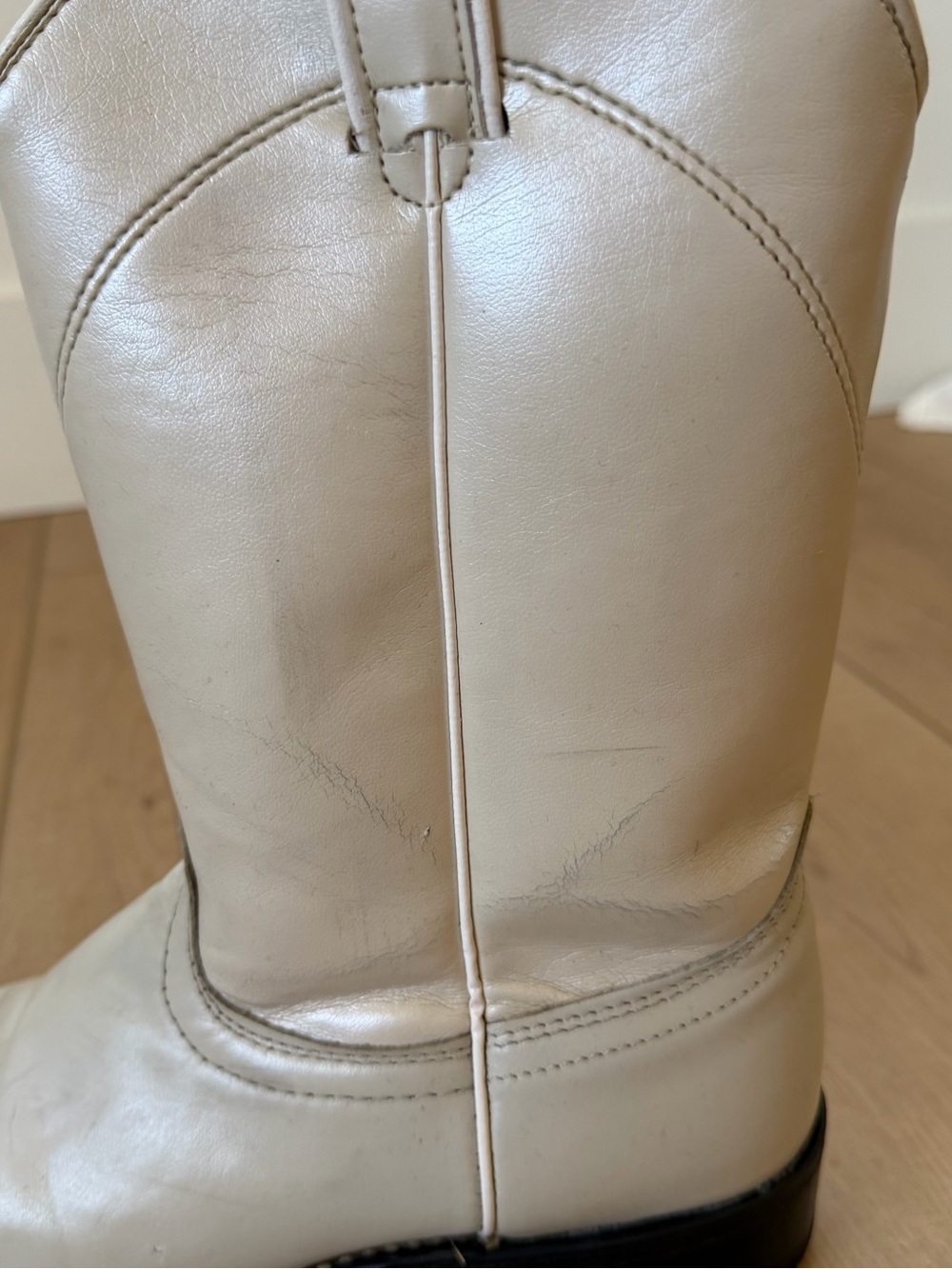 Laredo Women’s 7 Ivory Pearl White Cowboy Boots USA Vintage Western Leather - Picture 5 of 9